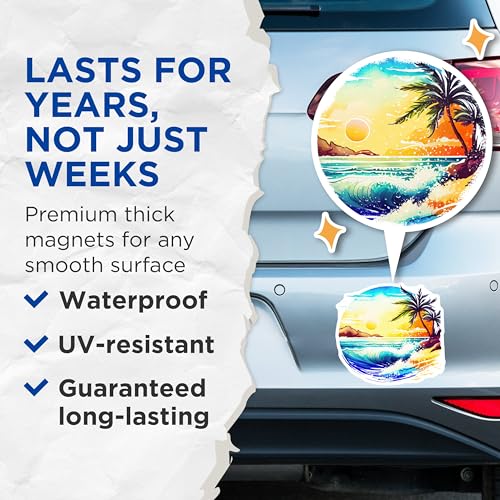 (2 Pack) Beach Sunset Magnets Magnets - 5" On Longest Side - Made in USA - Sticks to Refrigerators & Metal Surfaces - MAG9267