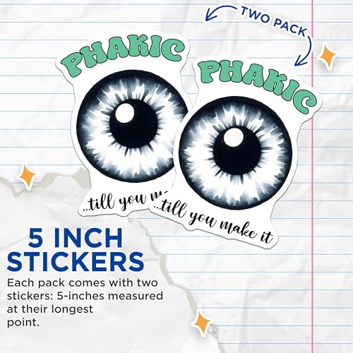 (2 Pack) Funny Eye Stickers - Humorous Quote - Unique Graphic for Laptops and Water Bottles - 5" On Longest Side - Sticks to Smooth Flat Surfaces - Made in USA - BMCS8074