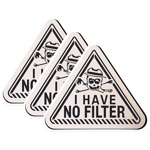 (3 Pack) No Filter Decals - Funny Sarcastic - Laptop Decal - 3 Inches On Longest Side - Easy Peel & Apply - Made in USA - 3MCS0551