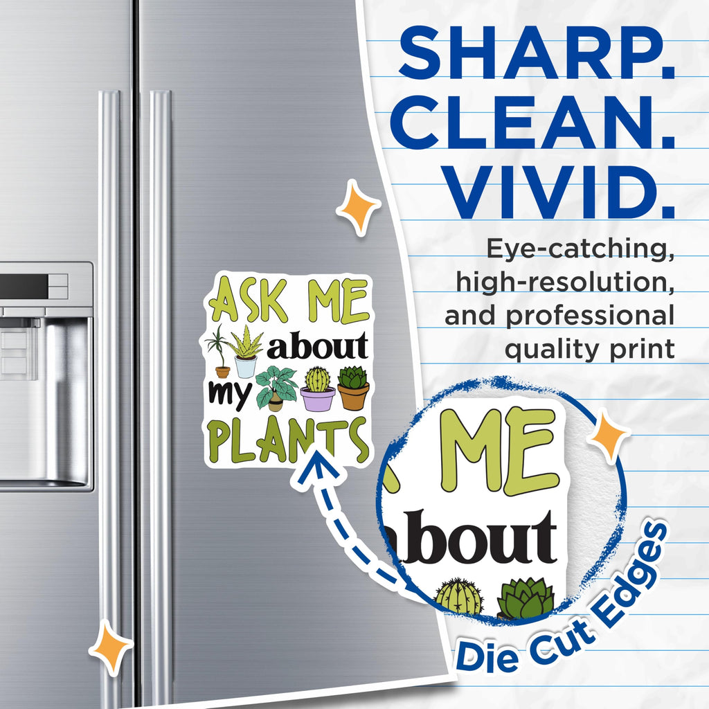 (2 Pack) Plant Lover Magnets - Ask Me About My Plants - Houseplant Refrigerator Magnet - 5" On Longest Side - Premium Magnet - for Cars, Refrigerators, Toolboxes, Lockers - Made in USA - MAG17873