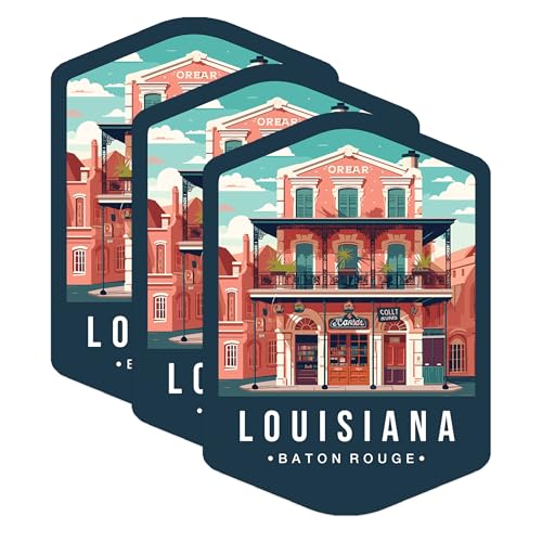 (3 Pack) Louisiana Decals - Baton Rouge - Laptop Decal - State Pride - 3 Inches On Longest Side - Easy Peel & Apply - Made in USA - 3MCS0359