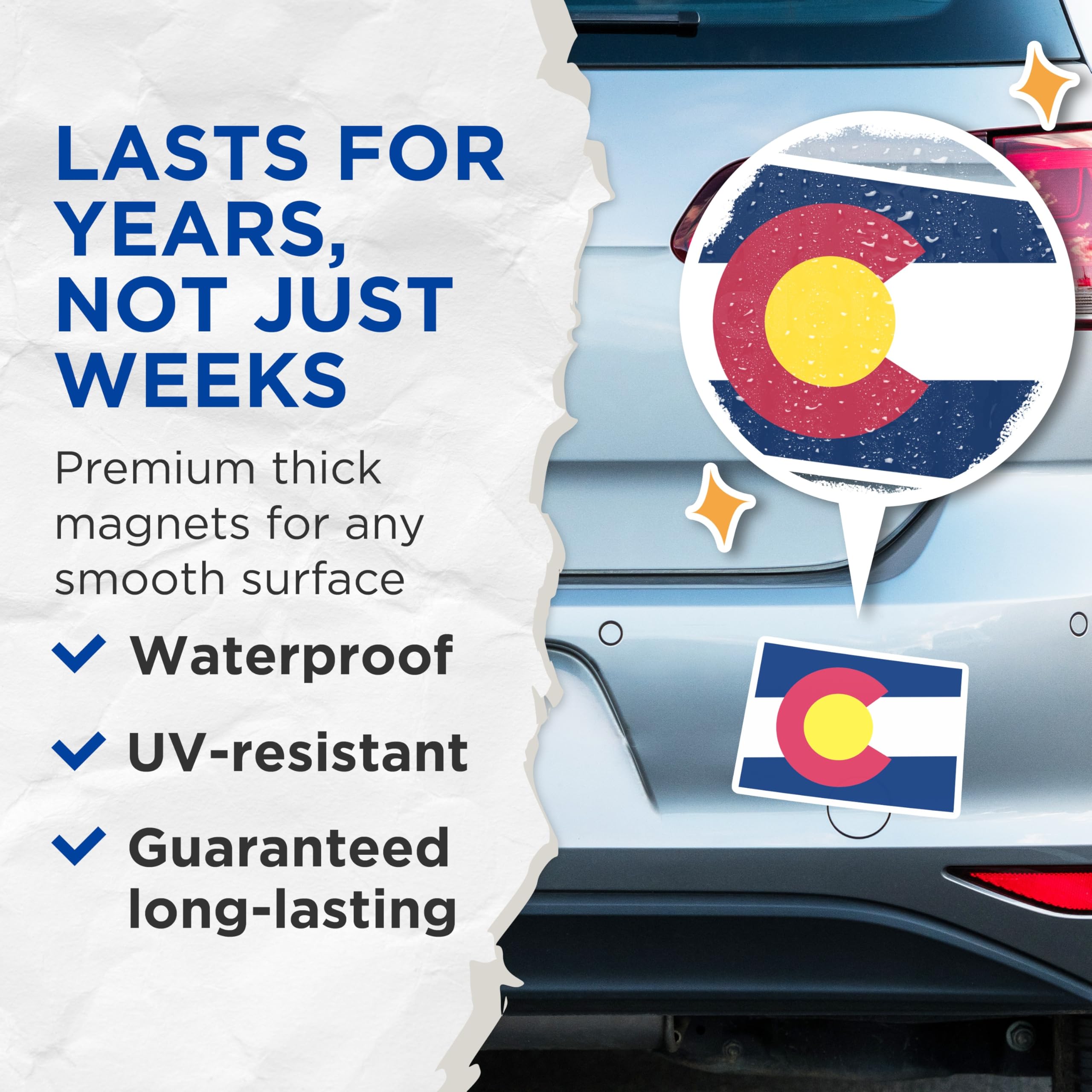 (2 Pack) Colorado Flag Magnets - Colorado State Emblem - Rocky Mountain Souvenir - 5 Inches On Longest Side - Thick Durable Magnet - Made in USA - MAG22915