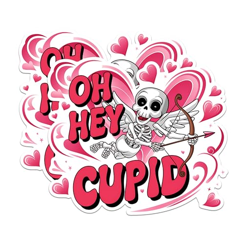 (2 Pack) Oh Hey Cupid Magnets - Funny Skeleton Cupid Magnets - Valentine Decoration Magnets - Cupid Heart Magnets- 5" On Longest Side - for Fridges, Toolboxes, Cars - Made in USA - MAG3020
