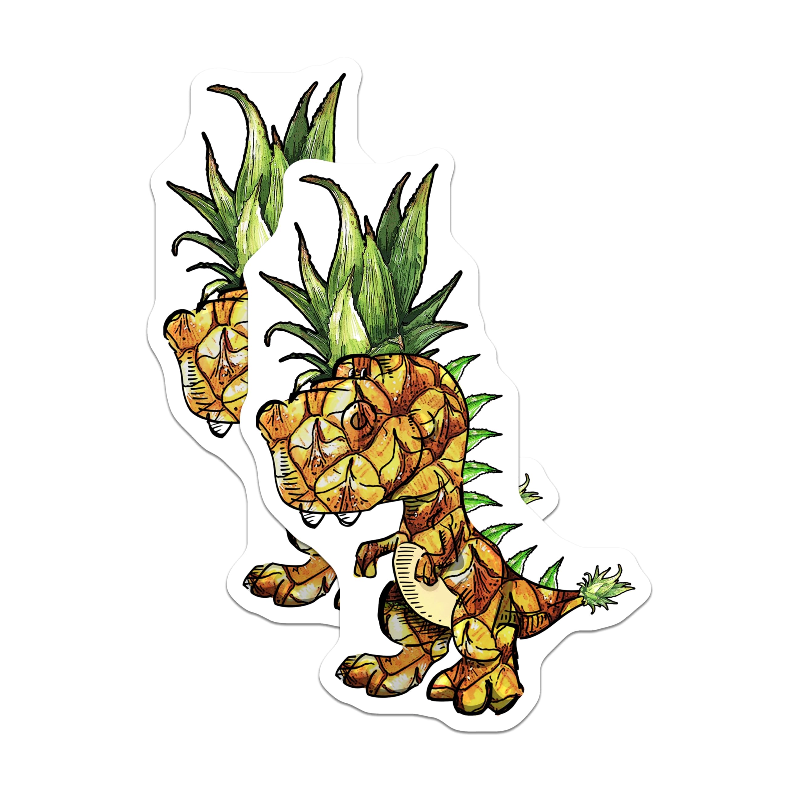(2 Pack) Pineapple Dinosaur Magnets - Quirky Fridge Decor - Tropical Animal Art - 5" On Longest Side - Premium Magnet - for Cars, Refrigerators, Toolboxes, Lockers - Made in USA - MAG16982