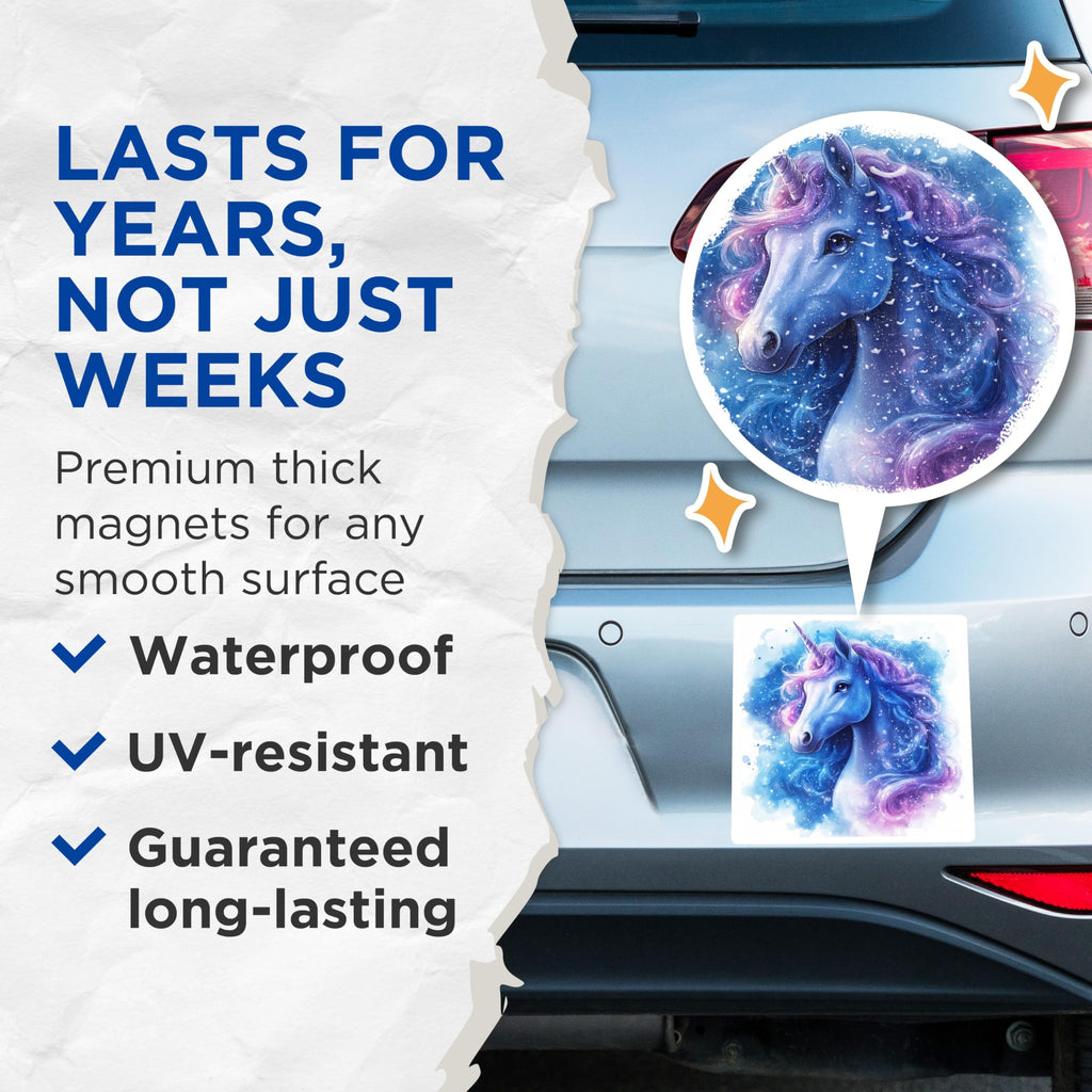 (2 Pack) Magical Unicorn Magnets - Celestial Decor - Fantasy Art Fridge Accent - 5 Inches On Longest Side - Thick Durable Magnet - Made in USA - MAG26286