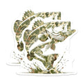 (2 Pack) Bass Fishing Stickers - Camouflage Fish Decal - Outdoor Adventure Fishing Gear - 5" On Longest Side - Sticks to Smooth Flat Surfaces - Made in USA - BMCS5984