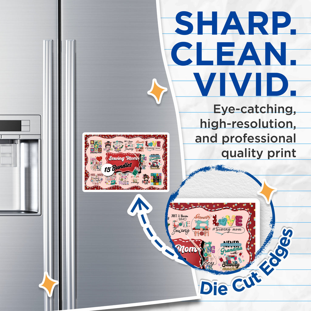(2 Pack) Sewing Mom Magnets - Quilting Life Decor - Crafty Grandma Refrigerator Art - Hobbyist Mother's Day - 5 Inches On Longest Side - Thick Durable Magnet - Made in USA - MAG36068