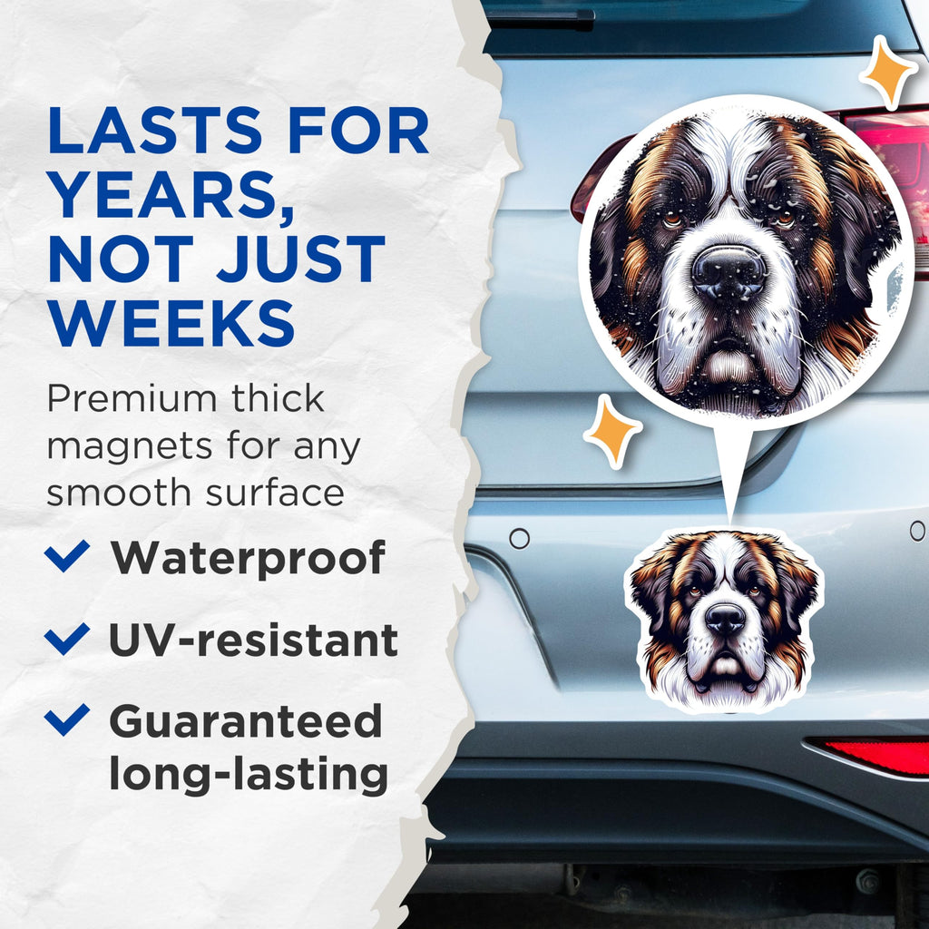 (2 Pack) Saint Bernard Magnets - Dog Breed Art - Refrigerator Decor - 5" On Longest Side - Premium Magnet - for Cars, Refrigerators, Toolboxes, Lockers - Made in USA - MAG15357