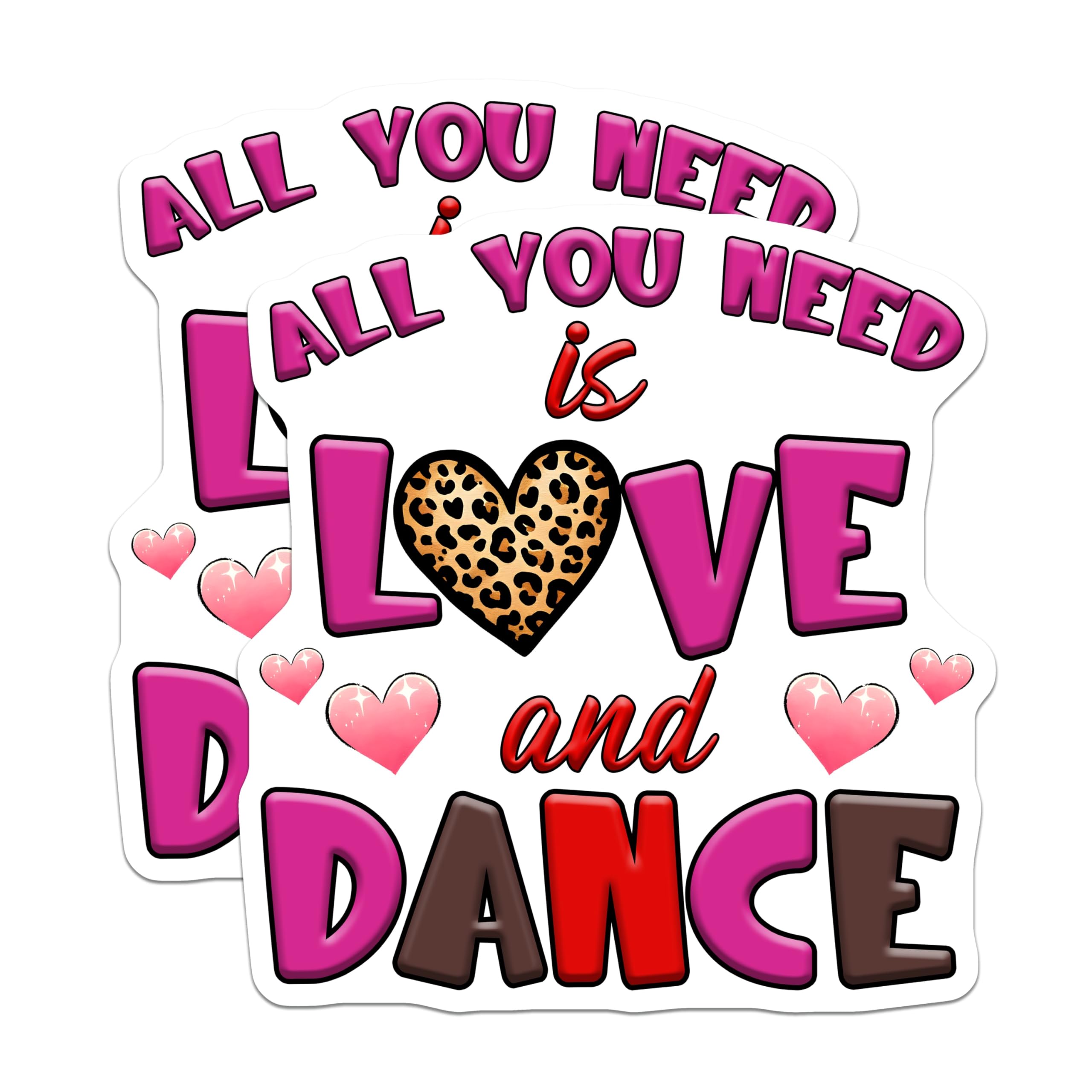 (2 Pack) All You Need is Love Magnets - Dance Magnets - Home Decor Magnet - 5" On Longest Side - Premium Magnet - for Cars, Refrigerators, Toolboxes, Lockers - Made in USA - MAG16290