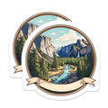 (2 Pack) Yosemite National Park Magnets - El Capitan Half Dome Valley Art - Scenic Mountain River Landscape Decor - 5 Inches On Longest Side - Thick Durable Magnet - Made in USA - MAG21016