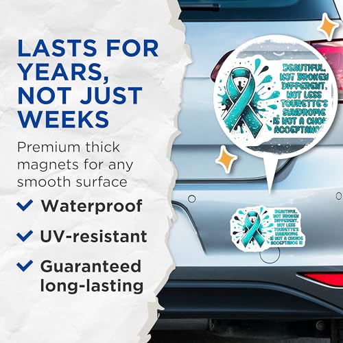 (2 Pack) Awareness Ribbon Magnets - Tourette Syndrome Awareness - 5" On Longest Side - for Cars, Fridges, Toolboxes - Made in USA - MAG8212
