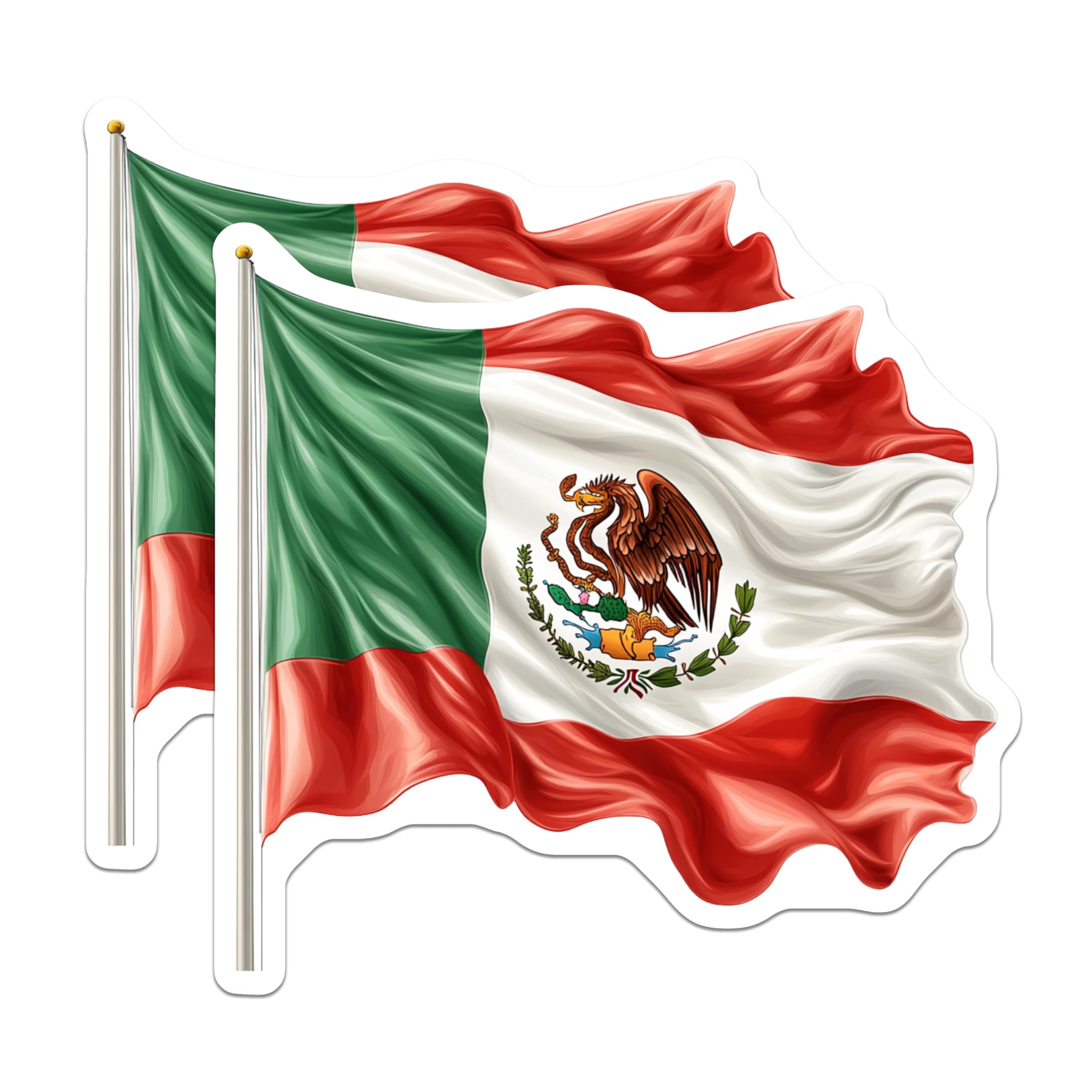 (2 Pack) Mexican Flag Magnets - National Emblem - Patriotic Heritage - 5 Inches On Longest Side - Thick Durable Magnet - Made in USA - MAG24818