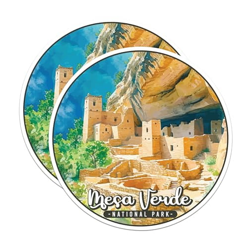 (2 Pack) Mesa Verde National Park Bumper Magnet - US National Park - Choose from 63 Parks - 5" On Longest Side - Decal for Car Bumper, Laptop, Water Bottle, Wall, and Window - MAG1594