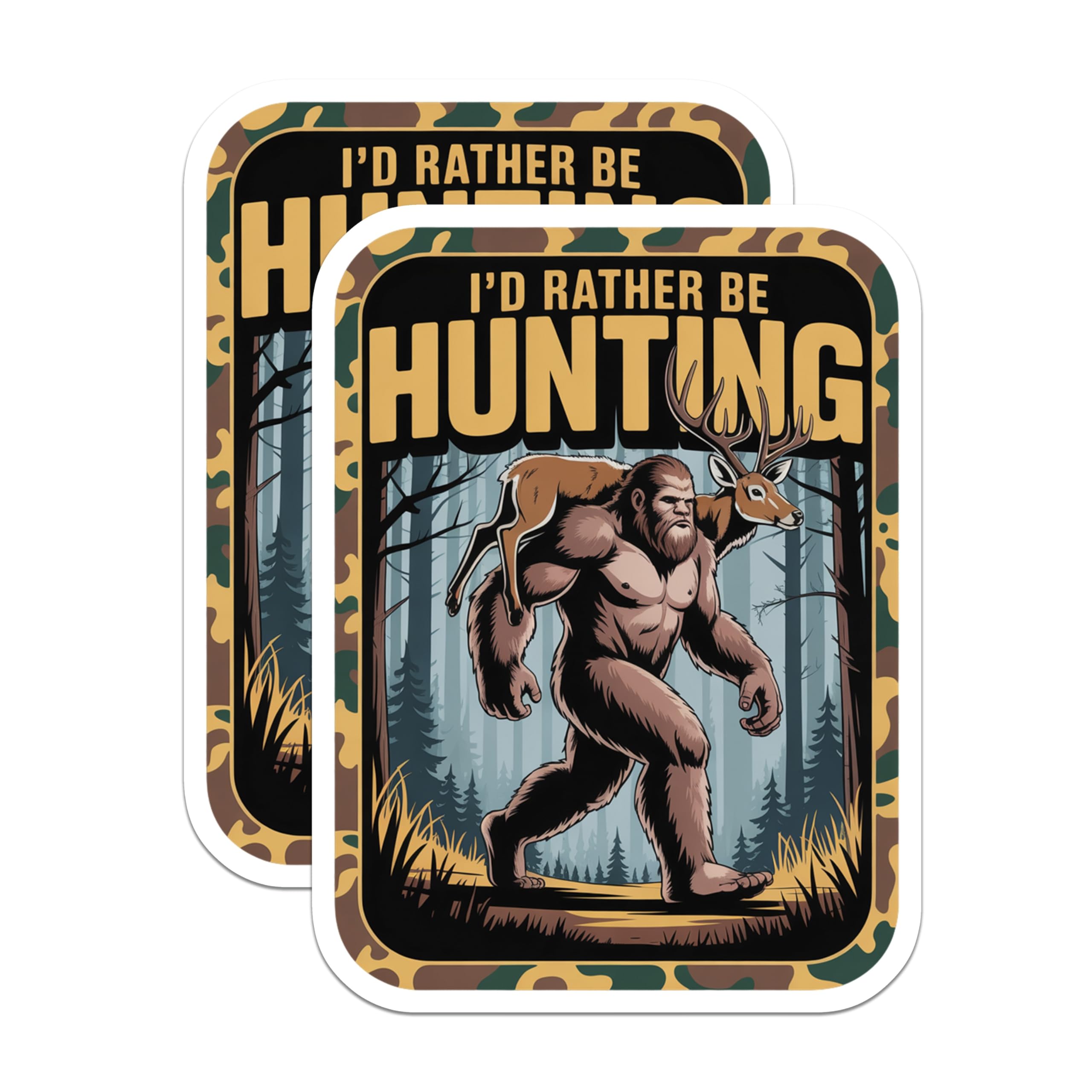 (2 Pack) Bigfoot Hunting Magnets - Sasquatch Hunter - Funny Forest Wildlife Decor - 5 Inches On Longest Side - Thick Durable Magnet - Made in USA - MAG23232