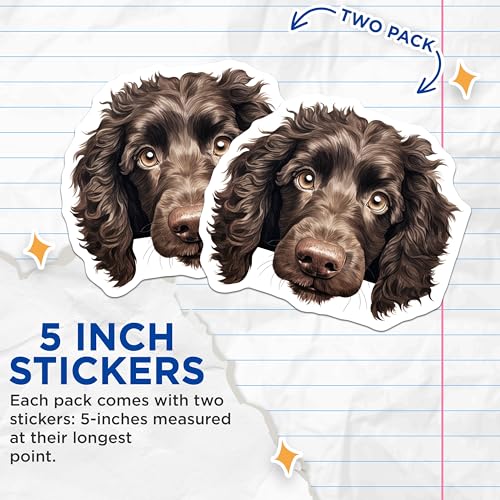 (2 Pack) Dog Lover Stickers - Cute Dog Art - Animal Illustration - 5" On Longest Side - Sticks to Smooth Flat Surfaces - Made in USA - BMCS9828