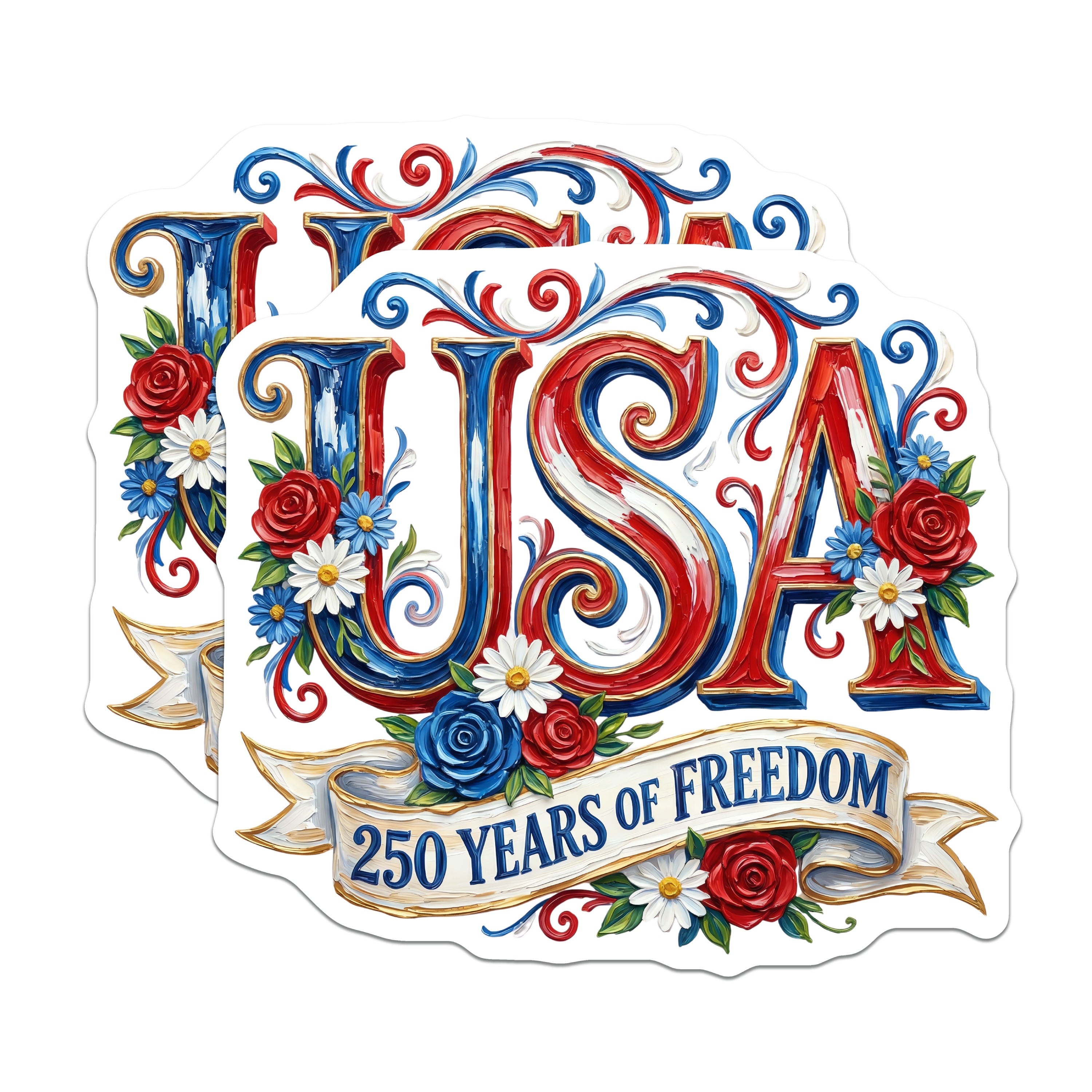 (2 Pack) USA 250 Years Freedom Magnets - Patriotic American Decor - Independence Day Celebration - Memorial Day Decor - 5 Inches On Longest Side - Thick Durable Magnet - Made in USA - MAG36670