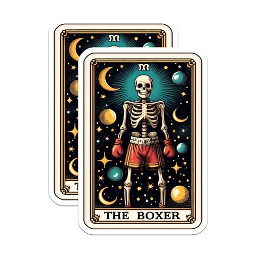 (2 Pack) The Boxer Skeleton Stickers - Astrology Stickers - Skeleton Boxer Art Stickers - 5" On Longest Side - Sticks to Smooth Flat Surfaces - Made in USA - BMCS5359