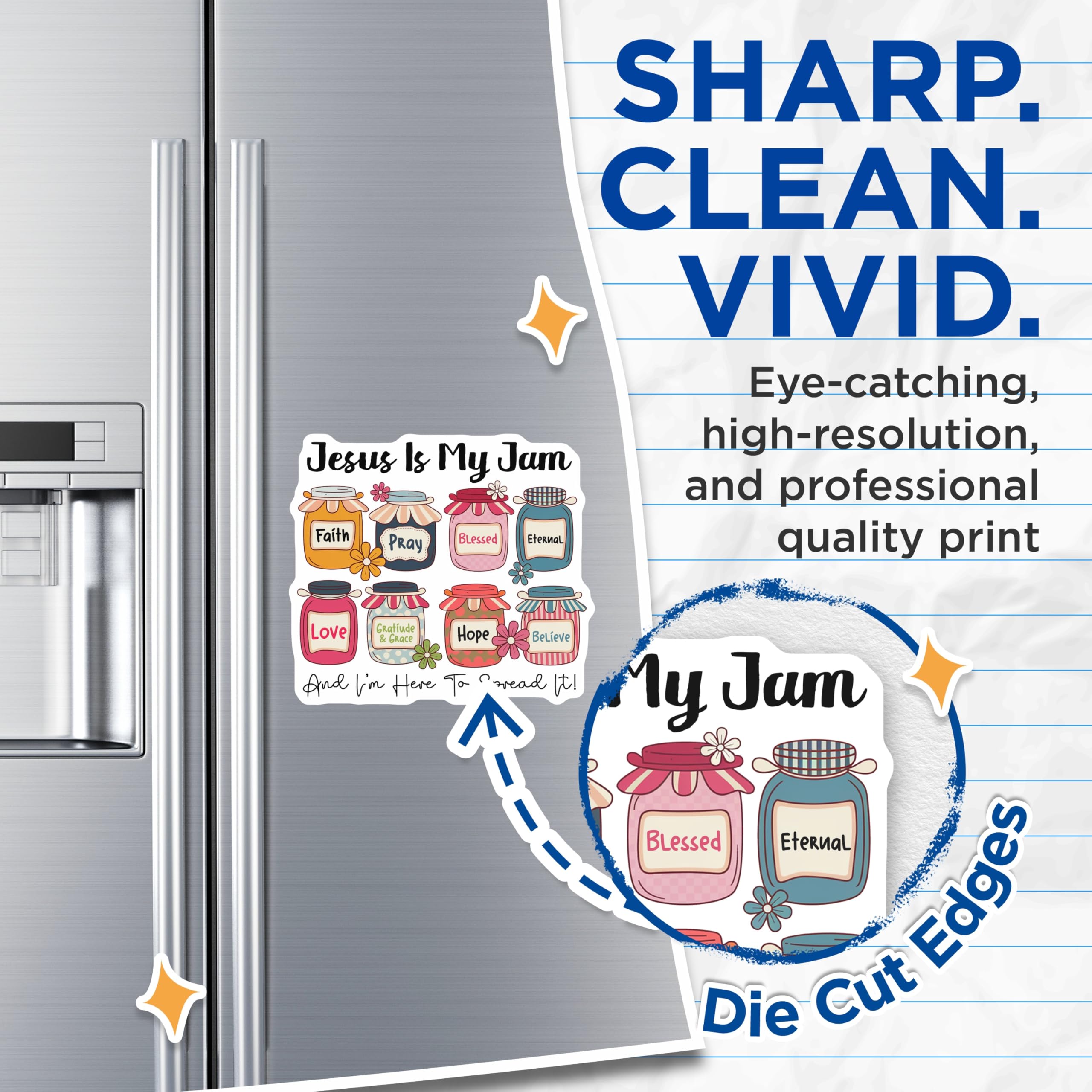(2 Pack) Jesus is My Jam Magnets - Christian Faith Jars - Inspirational Scripture Quote - 5 Inches On Longest Side - Thick Durable Magnet - Made in USA - MAG23268