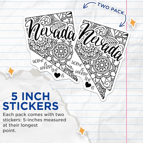 (2 Pack) Nevada State Mandala Stickers - Home is Where The Heart is - State Pride - 5" On Longest Side - Sticks to Smooth Flat Surfaces - Made in USA - BMCS9076 - Vinyl Decal