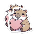 (2 Pack) Cute Groundhog Love Heart Magnets - Kawaii Animal Fridge - Wholesome Decor for Friends - 5 Inches On Longest Side - Thick Durable Magnet - Made in USA - MAG39502