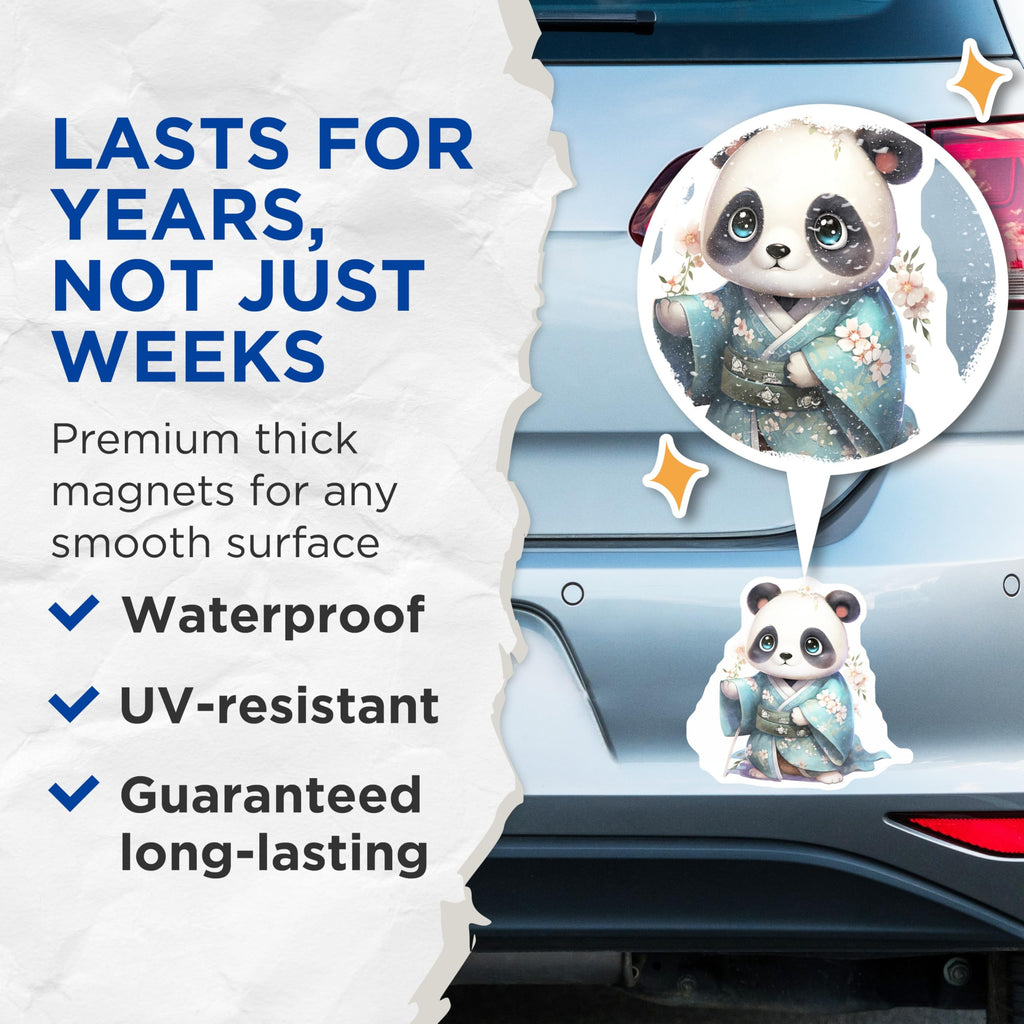 (2 Pack) Panda Bear Magnets - Cute Animal Fridge Magnets - Kimono Panda Refrigerator Decals - 5" On Longest Side - Premium Magnet - for Cars, Refrigerators, Toolboxes, Lockers - Made in USA - MAG16528