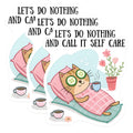 (3 Pack) Self Care Cat Decals - Relaxing Cat Stickers - Laptop Decals - 3 Inches On Longest Side - Easy Peel & Apply - Made in USA - 3MCS2094