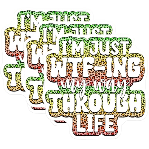 (3 Pack) WTF-ING My Way Decals - Sarcastic Quote - Leopard Print Design - 3 Inches On Longest Side - Easy Peel & Apply - Made in USA - 3MCS2878