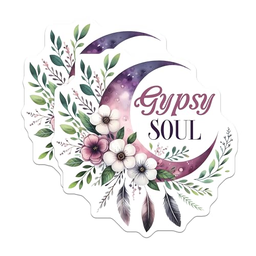 (2 Pack) Gypsy Soul Magnets - Colorful Floral Design - Inspirational Quotes - 5" On Longest Side - for Cars, Fridges, Toolboxes - Made in USA - MAG7546