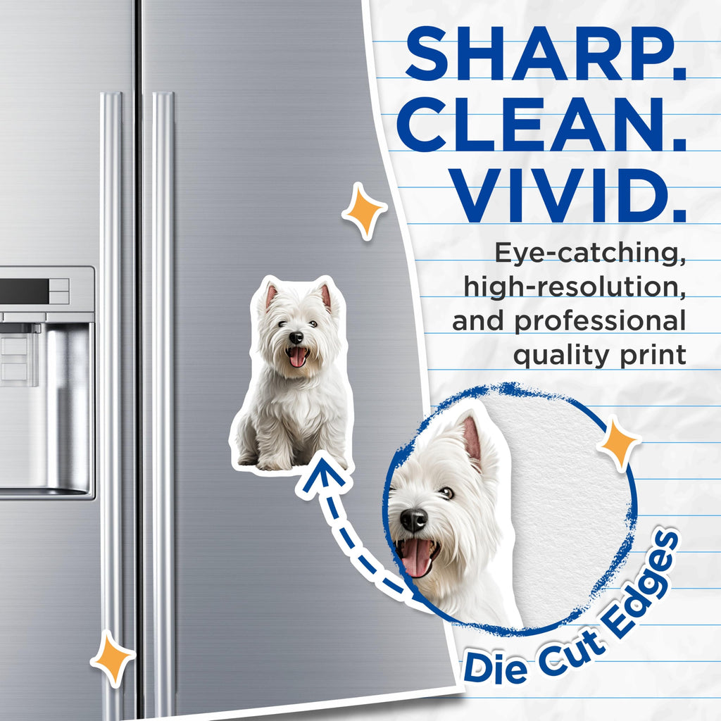(2 Pack) Westie Dog Magnets - West Highland Terrier Decor - Cute Pet Lover Accessory - 5 Inches On Longest Side - Thick Durable Magnet - Made in USA - MAG27173