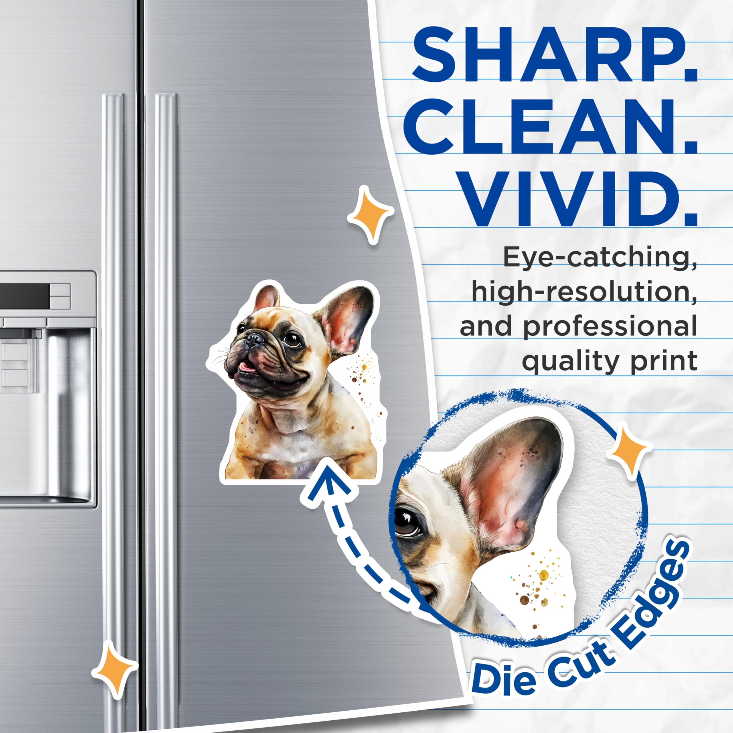 (2 Pack) French Bulldog Magnets - Dog Breed - Cute Pet Illustration - 5" On Longest Side - Premium Magnet - for Cars, Refrigerators, Toolboxes, Lockers - Made in USA - MAG16423