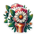 (2 Pack) Daisy Bone Magnets - Floral Anatomy Art - Unique Medical Decor - Healing Botanical Design - 5 Inches On Longest Side - Thick Durable Magnet - Made in USA - MAG19761