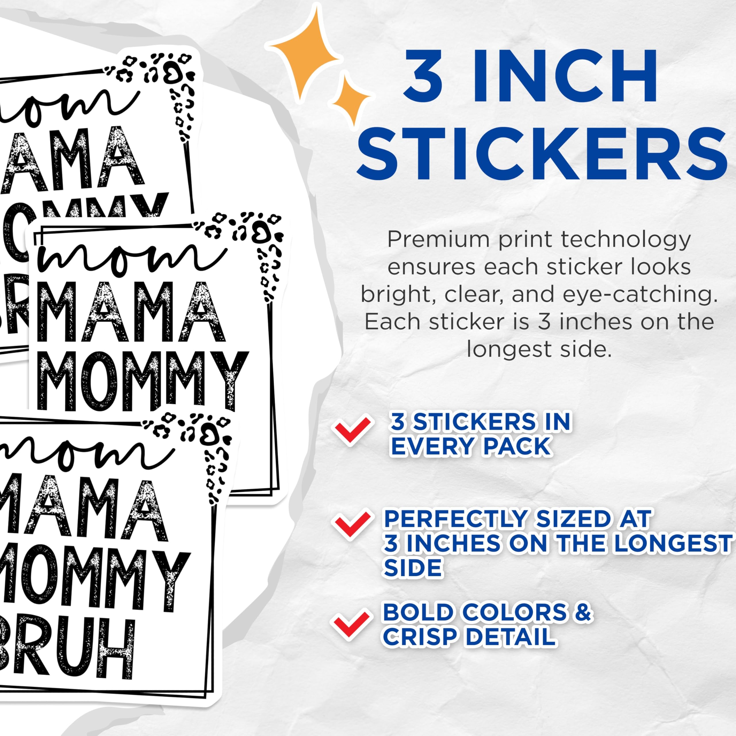 (3 Pack) Mama Bruh Decals - Leopard Print Mommy - Funny Mom Laptop Decal- 3 Inches On Longest Side - Easy Peel & Apply - Made in USA - 3MCS5714