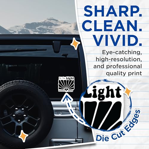(2 Pack) Be The Light Stickers - Faith Inspirational Stickers - Religious Motivation Stickers - 5" On Longest Side - Sticks to Any Smooth Flat Surface - Made in USA - BMCS3094