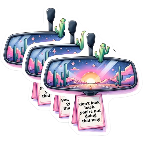 (3 Pack) Desert Sunset Decals - Rearview Mirror - Inspirational Quote Decal - 3 Inches On Longest Side - Easy Peel & Apply - Made in USA - 3MCS6262