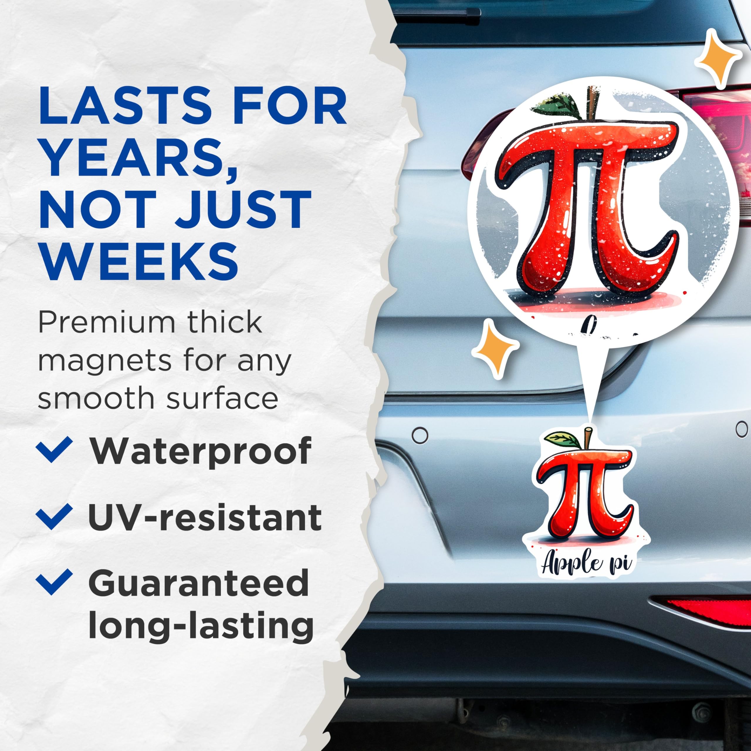 (2 Pack) Apple Pi Magnets - Geeky Math Lover Decoration - Apple Pi Pun - Fun Math Humor Decor for Teachers - 5" On Longest Side - for Cars, Fridges, Toolboxes - Made in USA - MAG8157