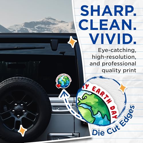 (2 Pack) Make Every Day Earth Day Stickers - Eco Friendly Stickers - Planet Earth Stickers - 5" On Longest Side - Sticks to Smooth Flat Surfaces - Made in USA - BMCS9753