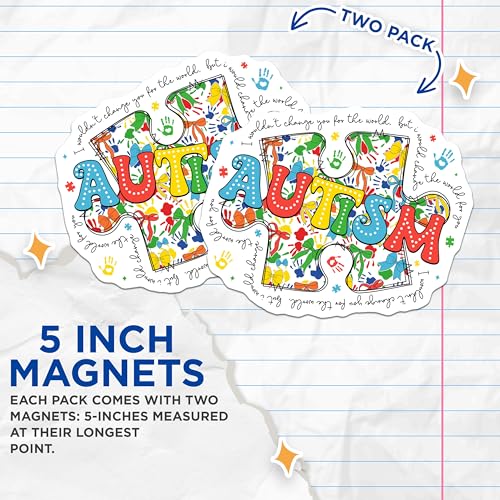 (2 Pack) Puzzle Piece Autism Magnet - Support Autism Community - 5" On Longest Side - Sticks to Smooth Flat Surfaces - Made in USA - MAG9843