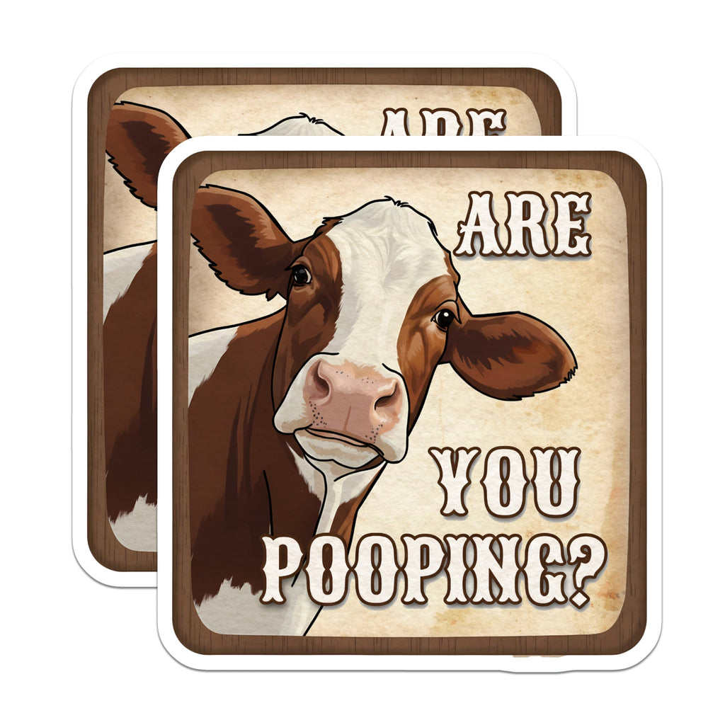 (2 Pack) Funny Cow Magnets - Bathroom Humor Decor - Farm Animal Art Magnets - 5" On Longest Side - Premium Magnet - for Cars, Refrigerators, Toolboxes, Lockers - Made in USA - MAG15826