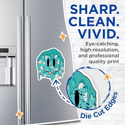 (2 Pack) Daisy Smile Dripping Magnets Magnets - Cute Floral Smiley - Fun Fridge Decor - 5" On Longest Side - Made in USA - Sticks to Refrigerators & Metal Surfaces - MAG9217