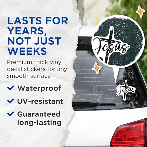 (2 Pack) Jesus Faith Stickers - Christian Inspirational Stickers - Religious Vinyl Decals - 5" On Longest Side - Sticks to Any Smooth Flat Surface - Made in USA - BMCS3066