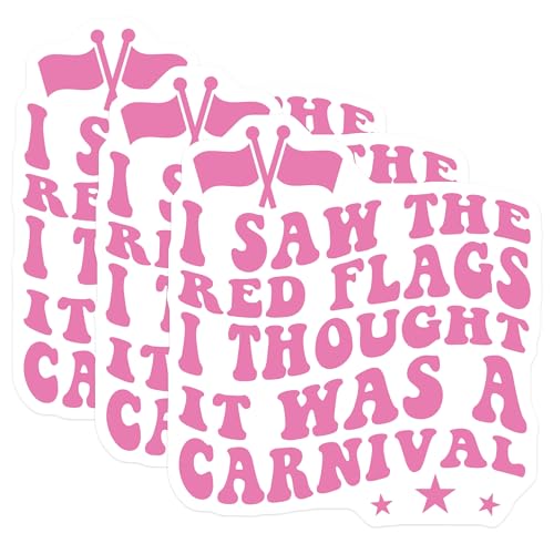 (3 Pack) Red Flags Decals - I Thought It was A Carnival - Laptop Decal - 3 Inches On Longest Side - Easy Peel & Apply - Made in USA - 3MCS7251