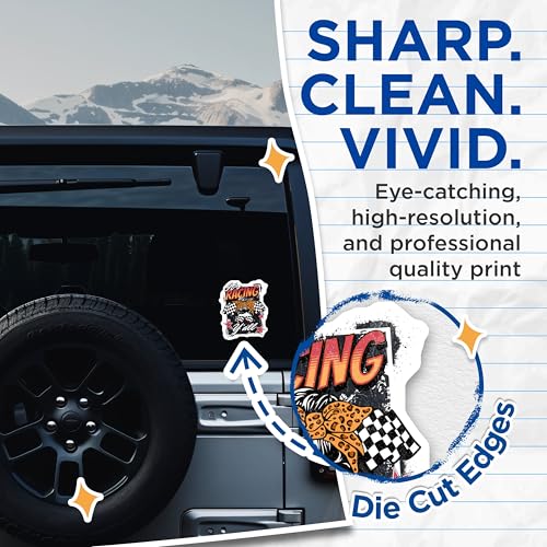(2 Pack) Racing Stickers - Racing Fan Stickers - Motorsport Lover Stickers - 5" On Longest Side - Sticks to Any Smooth Flat Surface - Made in USA - BMCS3418
