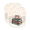 (2 Pack) Anti Social Book Club Magnets - Introvert Reader Decor - Literary Coffee Bookworm - 5 Inches On Longest Side - Thick Durable Magnet - Made in USA - MAG21268