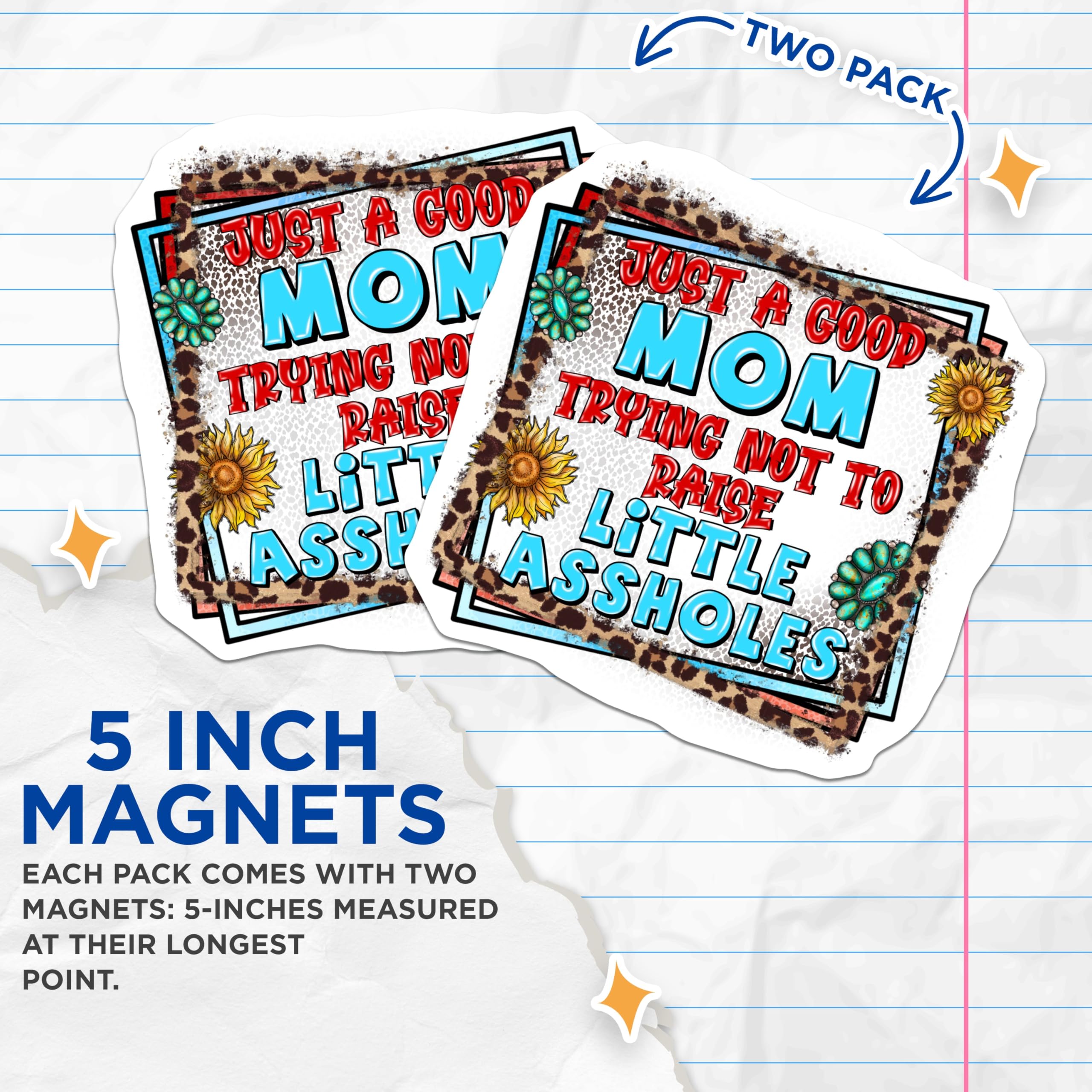 (2 Pack) Good Mom Not Raising Assholes Magnets - Funny Mom Life - Sarcastic Motherhood Quote - 5 Inches On Longest Side - Thick Durable Magnet - Made in USA - MAG26526