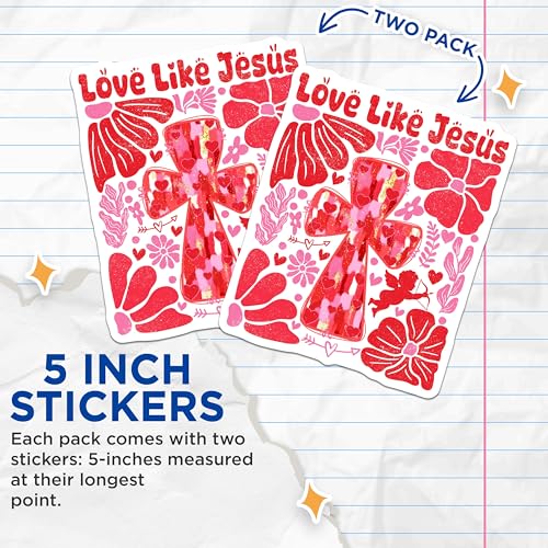 (2 Pack) Love Like Jesus Stickers - Christian Faith Stickers - Religious Inspirational Stickers - 5" On Longest Side - Sticks to Any Smooth Flat Surface - Made in USA - BMCS3366