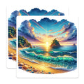 (2 Pack) Vibrant Beach Sunset Magnets - Ocean Waves Scenery - Tropical Island Art - 5 Inches On Longest Side - Thick Durable Magnet - Made in USA - MAG24302