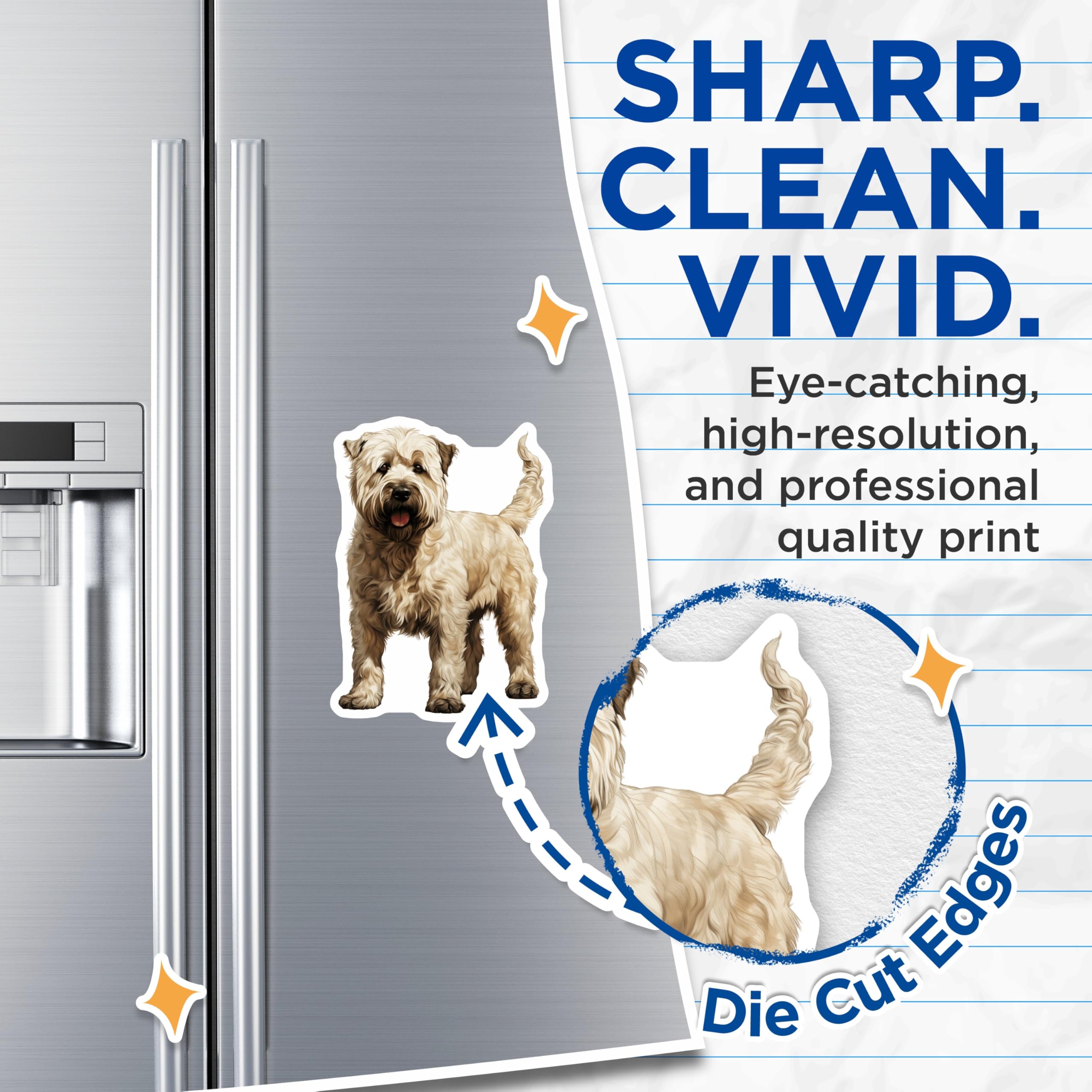 (2 Pack) Soft Coated Wheaten Terrier Magnets - Dog Lover Kitchen Decor - Pet Parent Refrigerator Magnet Set - 5 Inches On Longest Side - Thick Durable Magnet - Made in USA - MAG28784