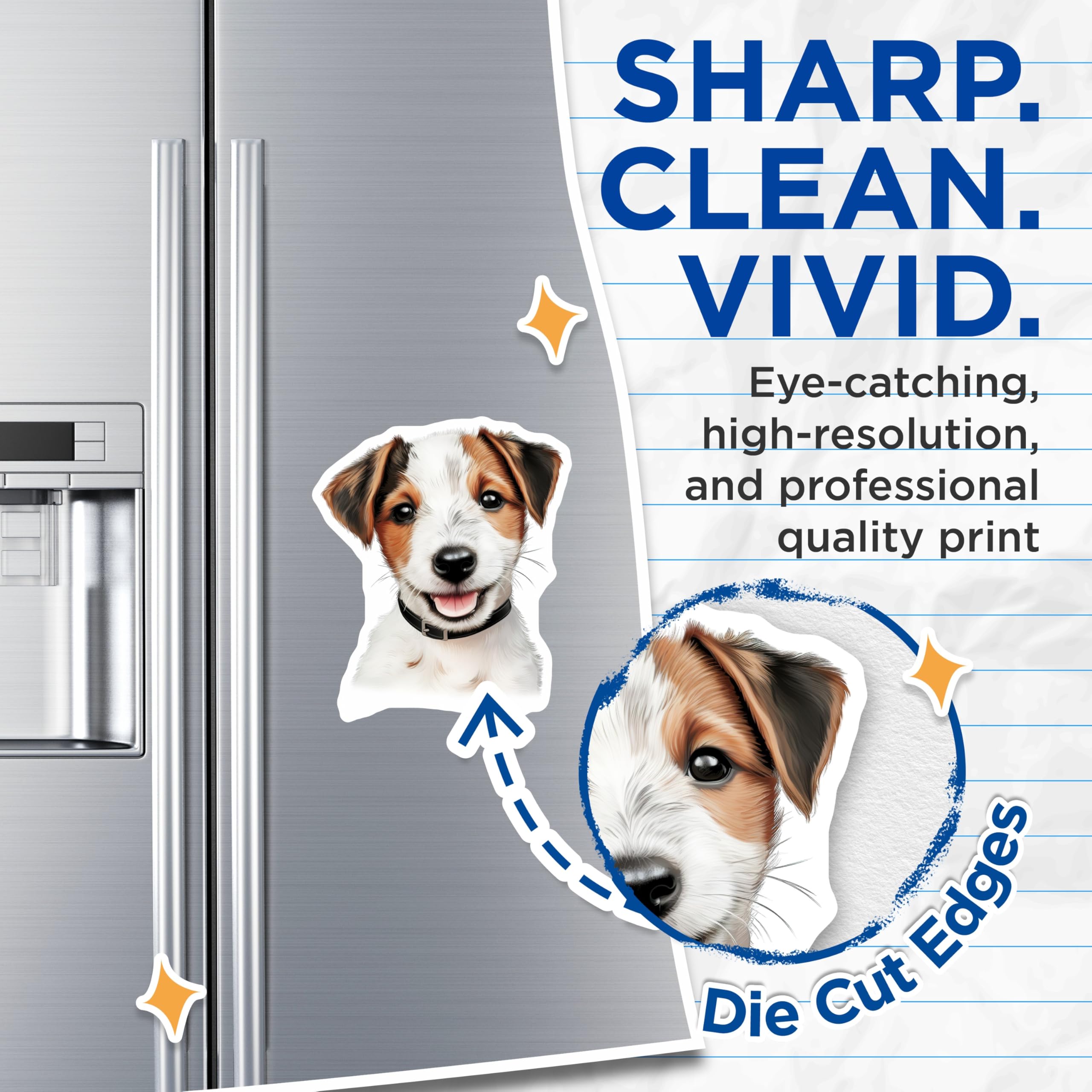 (2 Pack) Jack Russell Puppy Magnets - Cute Dog Lover Magnet - Pet Owner Refrigerator Decor - 5 Inches On Longest Side - Thick Durable Magnet - Made in USA - MAG26878