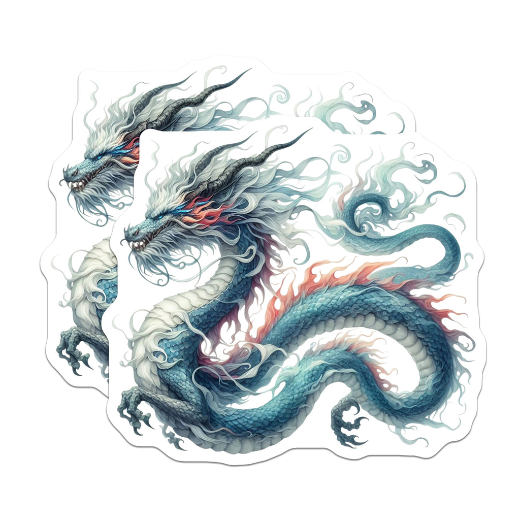 (2 Pack) Azure Dragon Magnets - Fantasy Creature Decor - Mythical Asian Art - Refrigerator Locker Accent - 5 Inches On Longest Side - Thick Durable Magnet - Made in USA - MAG37242