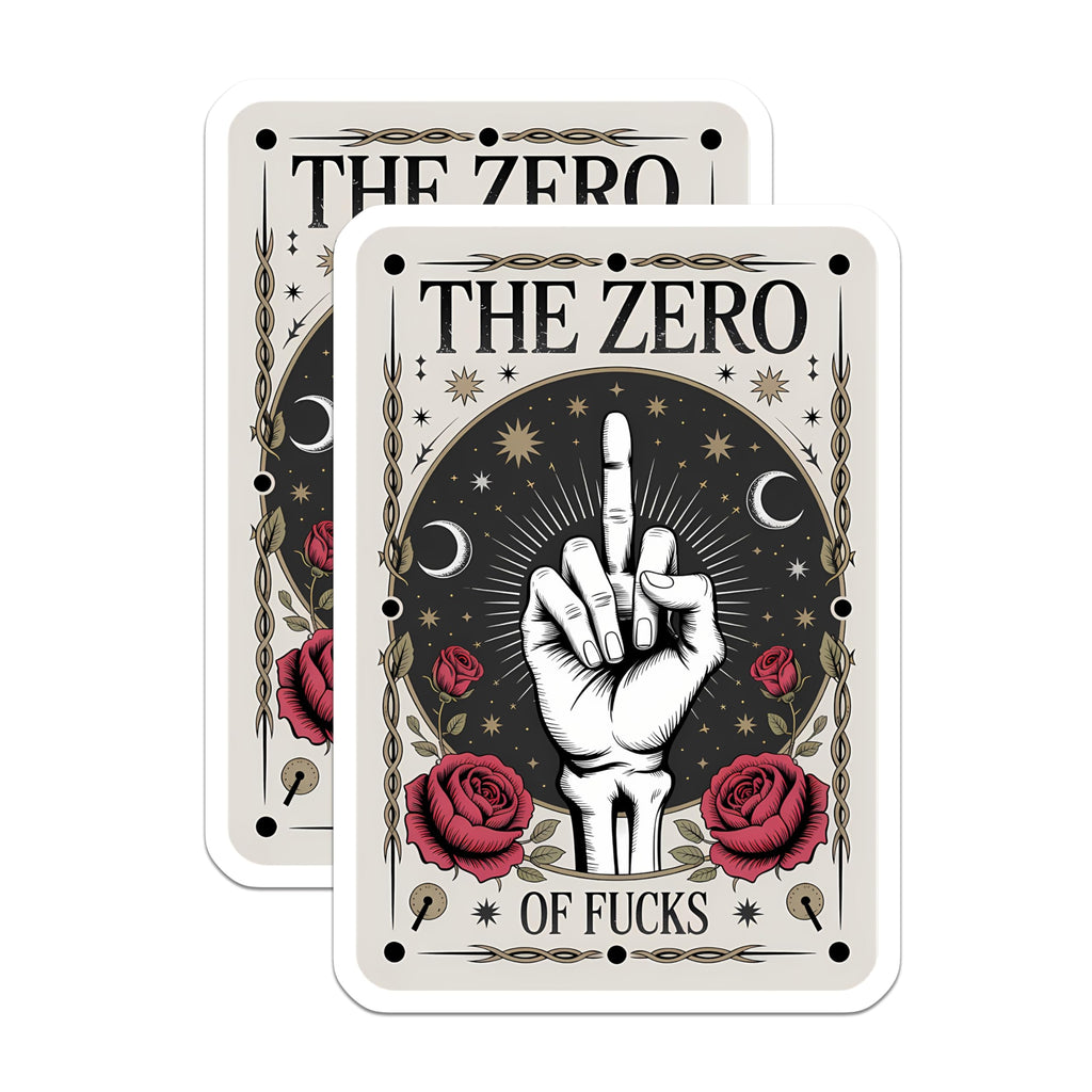 (2 Pack) The Zero of Fucks Magnets - Middle Finger Tarot Card - Sarcastic Witchy Refrigerator Decor - 5 Inches On Longest Side - Thick Durable Magnet - Made in USA - MAG22646